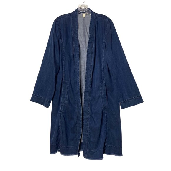 Eileen Fisher Organic Stretch Cotton Denim Jacket Cardigan Boho Women's Size M - Picture 8 of 8